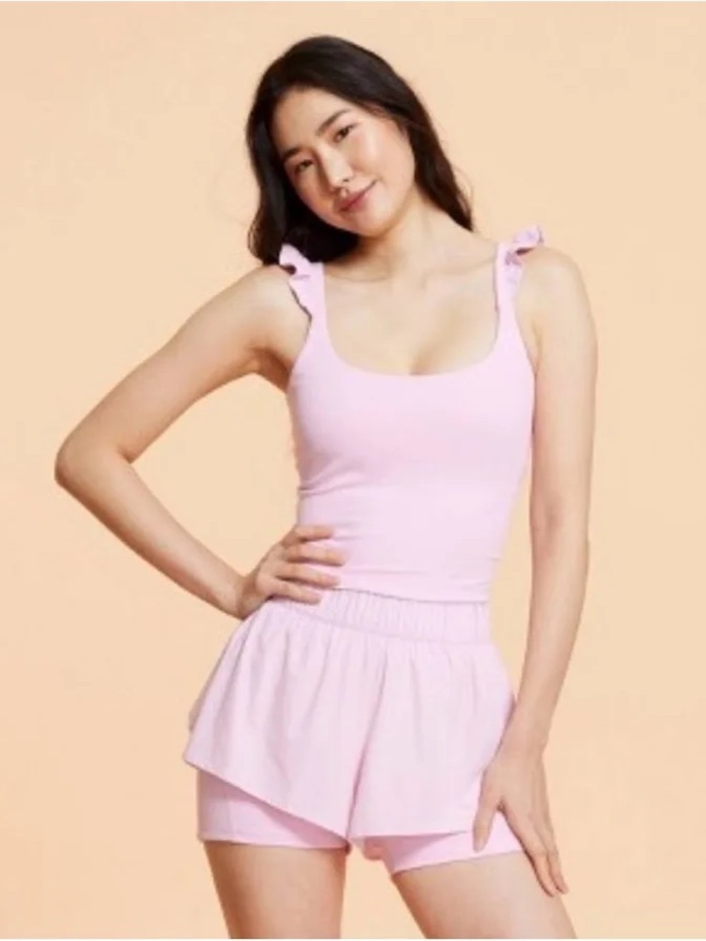 NWT BLOGILATES Ruffled Strap Tank SMALL